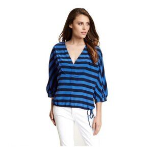 BCBG Hali Silk Stripe Blouse Size Small